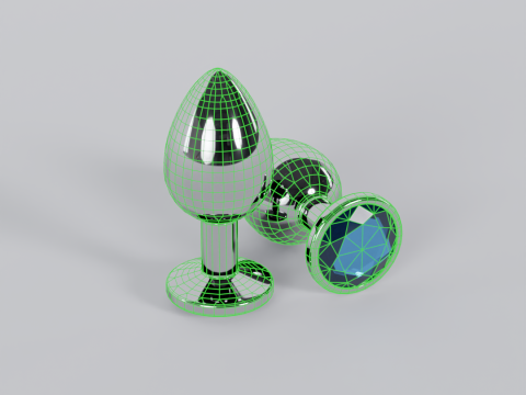 Jewelled Blue Metal Butt Plug 3D Model