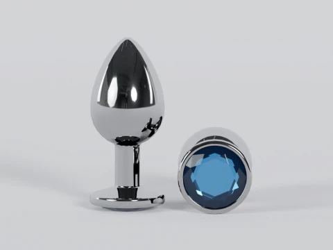 Plug anale in metallo blu gioiello Modello 3D