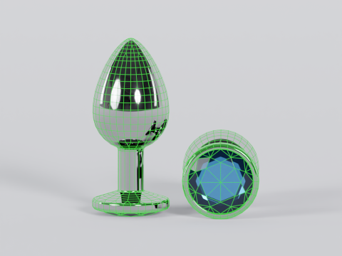 Jewelled Blue Metal Butt Plug 3D Model