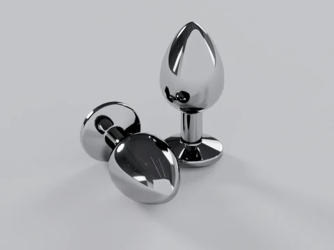 Plug anale in metallo blu gioiello Modello 3D