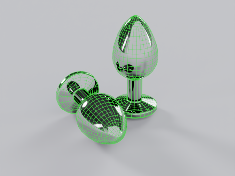 Jewelled Blue Metal Butt Plug 3D Model