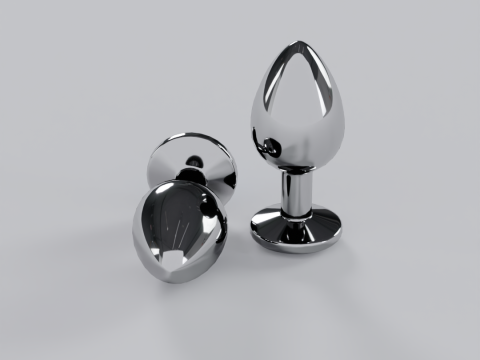 Jewelled Blue Metal Butt Plug 3D Model