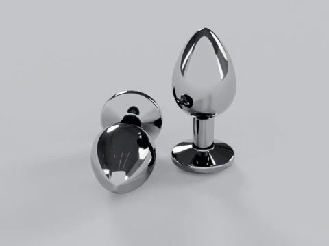 Plug anale in metallo blu gioiello Modello 3D