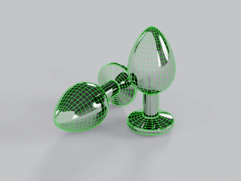 Plug anale in metallo blu gioiello Modello 3D