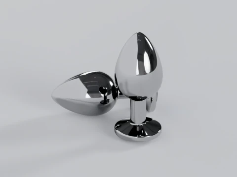 Plug anale in metallo blu gioiello Modello 3D