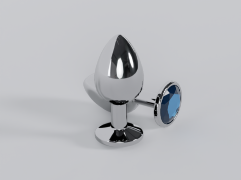 Jewelled Blue Metal Butt Plug 3D Model