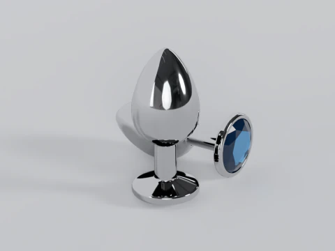 Plug anale in metallo blu gioiello Modello 3D