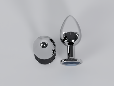 Jewelled Blue Metal Butt Plug 3D Model