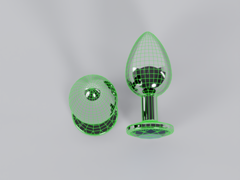 Jewelled Blue Metal Butt Plug 3D Model