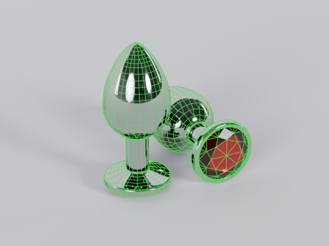 Jewelled Red Metal Butt Plug 3D Model