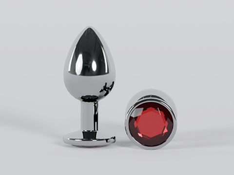 Jewelled Red Metal Butt Plug 3D Model