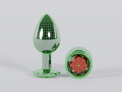 Jewelled Red Metal Butt Plug 3D Model