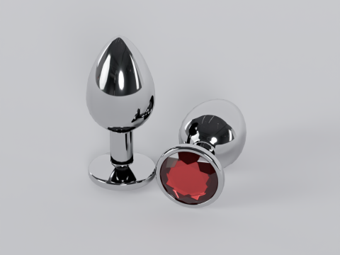 Jewelled Red Metal Butt Plug 3D Model