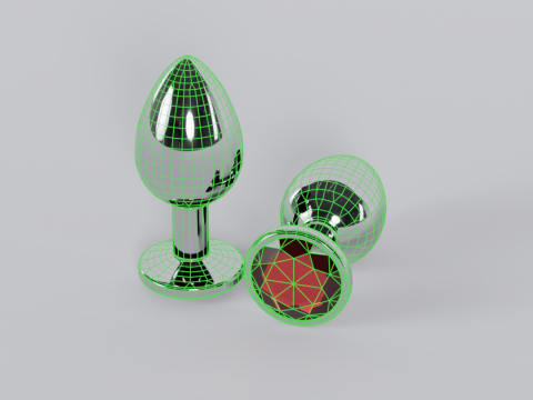 Jewelled Red Metal Butt Plug 3D Model