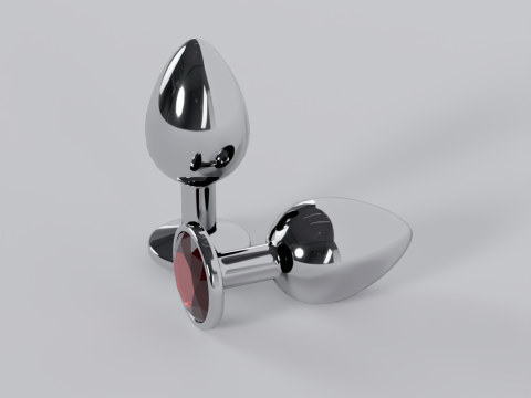 Jewelled Red Metal Butt Plug 3D Model