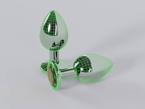 Jewelled Red Metal Butt Plug 3D Model