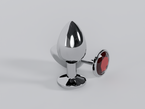Jewelled Red Metal Butt Plug 3D Model