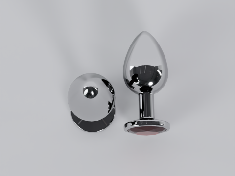Jewelled Red Metal Butt Plug 3D Model