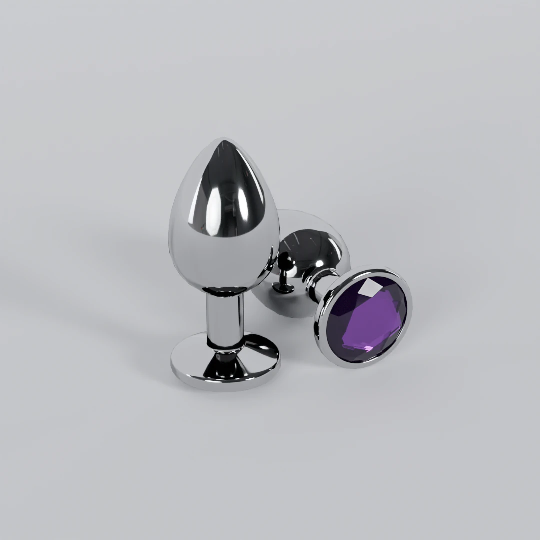 Jewelled Purple Metal Butt Plug 3D Model .c4d .max .obj .3ds .fbx .stl .blend 