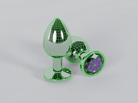 Jewelled Purple Metal Butt Plug 3D Model