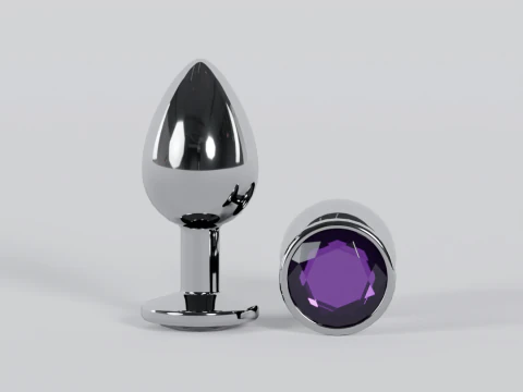 Jewelled Purple Metal Butt Plug 3D Model