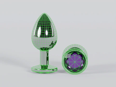 Jewelled Purple Metal Butt Plug 3D Model