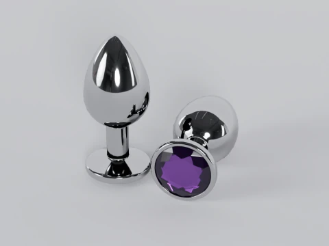 Jewelled Purple Metal Butt Plug 3D Model