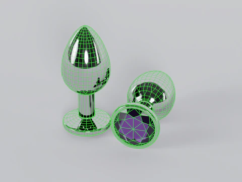 Jewelled Purple Metal Butt Plug 3D Model