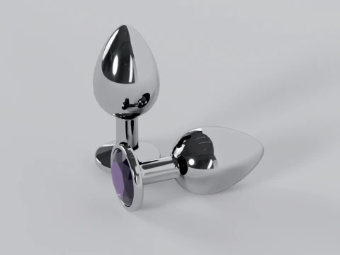 Jewelled Purple Metal Butt Plug 3D Model