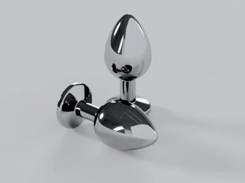 Jewelled Purple Metal Butt Plug 3D Model