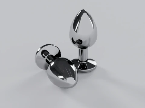 Jewelled Purple Metal Butt Plug 3D Model