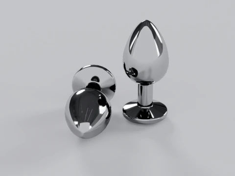 Jewelled Purple Metal Butt Plug 3D Model