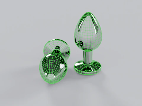 Jewelled Purple Metal Butt Plug 3D Model