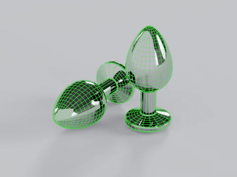 Jewelled Purple Metal Butt Plug 3D Model