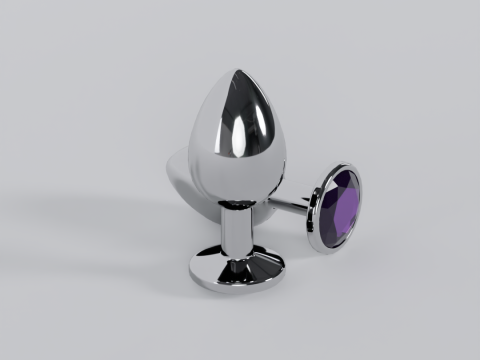 ज्वैलरी पर्पल मेटल बट प्लग 3D मॉडल