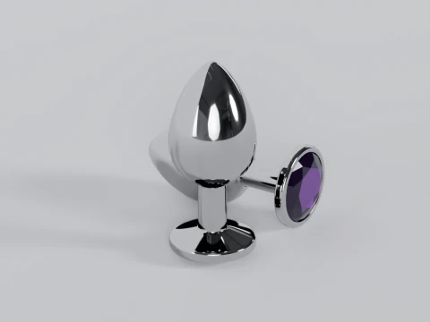 Jewelled Purple Metal Butt Plug 3D Model