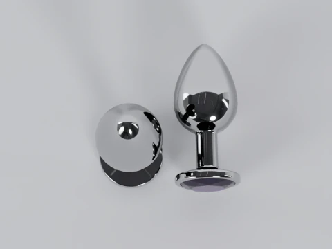 Jewelled Purple Metal Butt Plug 3D Model