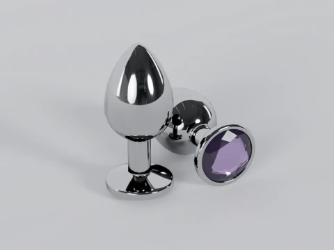 Plug anale in metallo color lavanda gioiello Modello 3D