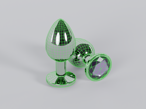 Jewelled Lavender Metal Butt Plug 3D Model