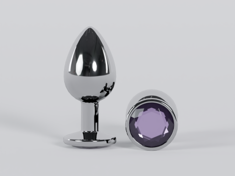 Jewelled Lavender Metal Butt Plug 3D Model
