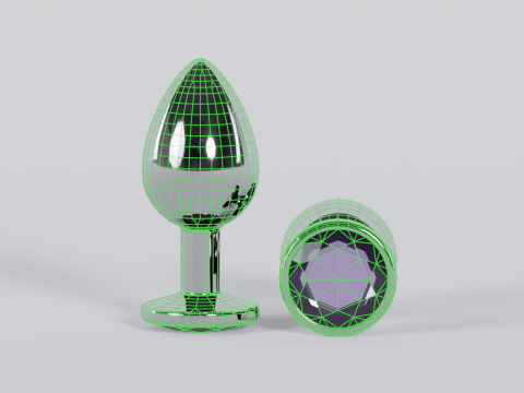 Jewelled Lavender Metal Butt Plug 3D Model