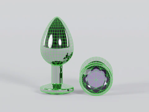 Plug anale in metallo color lavanda gioiello Modello 3D