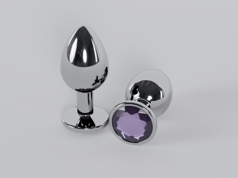 Jewelled Lavender Metal Butt Plug 3D Model