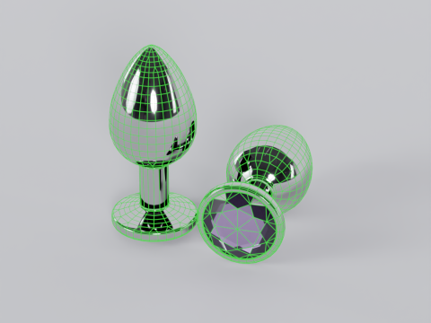 Jewelled Lavender Metal Butt Plug 3D Model