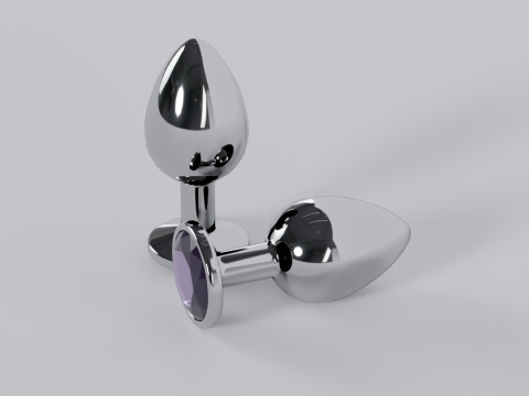 Jewelled Lavender Metal Butt Plug 3D Model