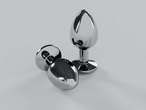 Plug anale in metallo color lavanda gioiello Modello 3D