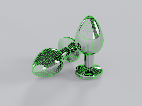 Jewelled Lavender Metal Butt Plug 3D Model