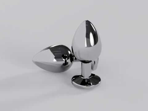 Plug anale in metallo color lavanda gioiello Modello 3D