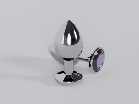 Jewelled Lavender Metal Butt Plug 3D Model