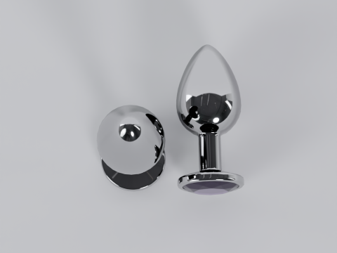 Jewelled Lavender Metal Butt Plug 3D Model